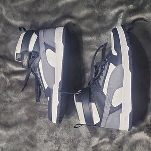 Mens Puma high top sneakers shoes 10.5 blue white gray RBD skateboard box